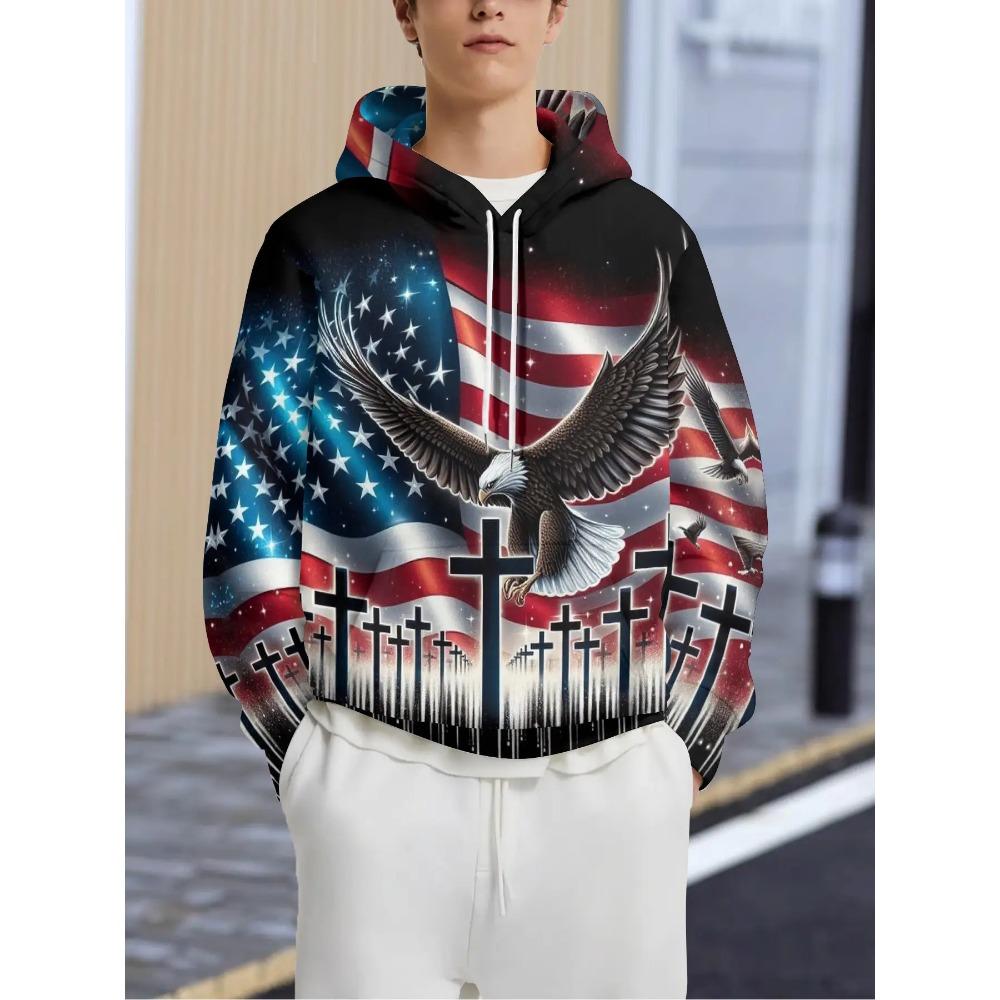 2025 Mode Cooler Adler Herren Hoodie 3D Gedruckte Hoodies Edition Trend Amerikanischer Adler Herren Sportbekleidung Kinder Freizeit Unisex Pullover