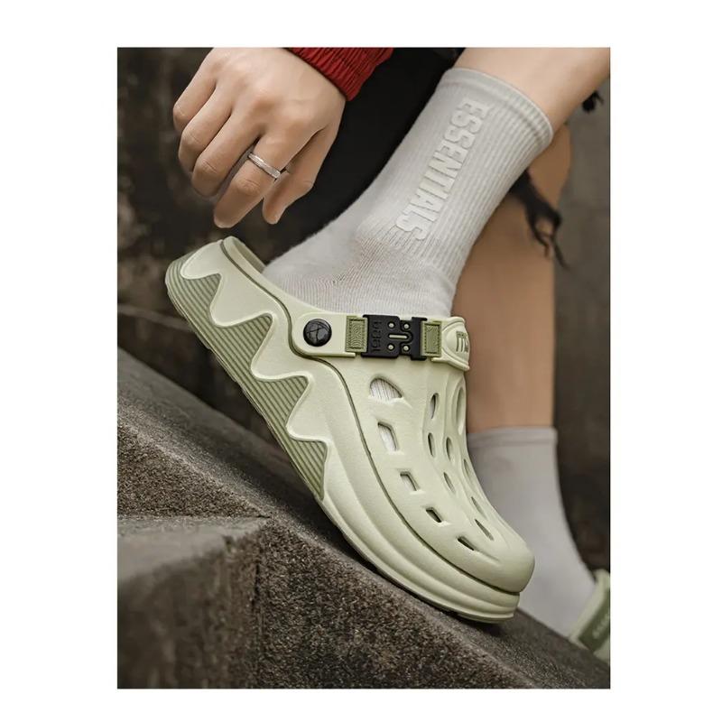 Men's Dual-purpose Thick-soled Clogs Non-slip Breathable Beach Slippers Adjustable Garden Shoes