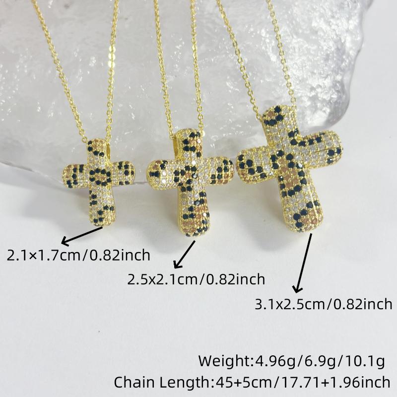 MHS.SUN Luxury Zircon Bubble Cross Pendant Necklace for Women Men Fashion Gold/Silver Color Religious Crosses Jewelry Gift