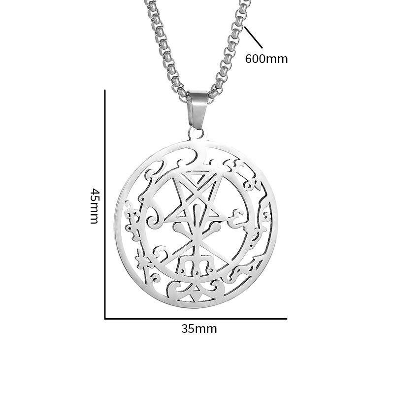 European and American Lucifer Satan Demon Hollow Five Pointed Star Necklace Stainless Steel Fashion Pendant Ornament
