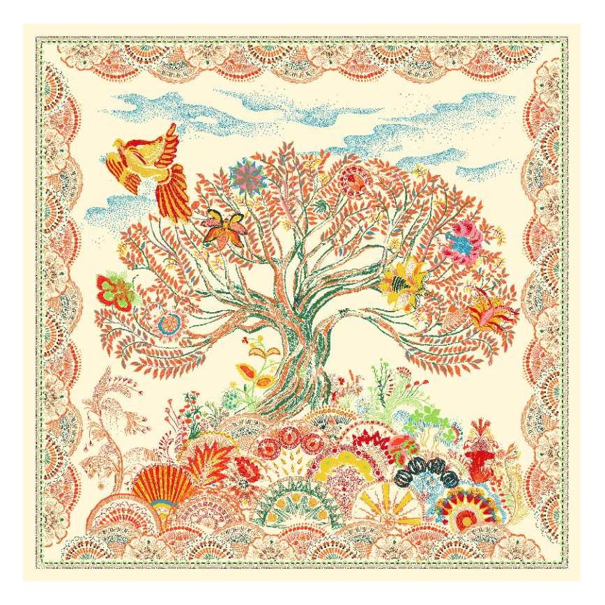 

POBING Шелковый Платок Женский Большие Шали Принт Денежное Дерево Палантины Квадратная Бандана Роскошный Платок Хиджаб Женские Фуляры 130СМ 130CM x 130CM