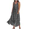Women's Summer Round Neck Printed Sleeveless Large Swing Dress With Pockets