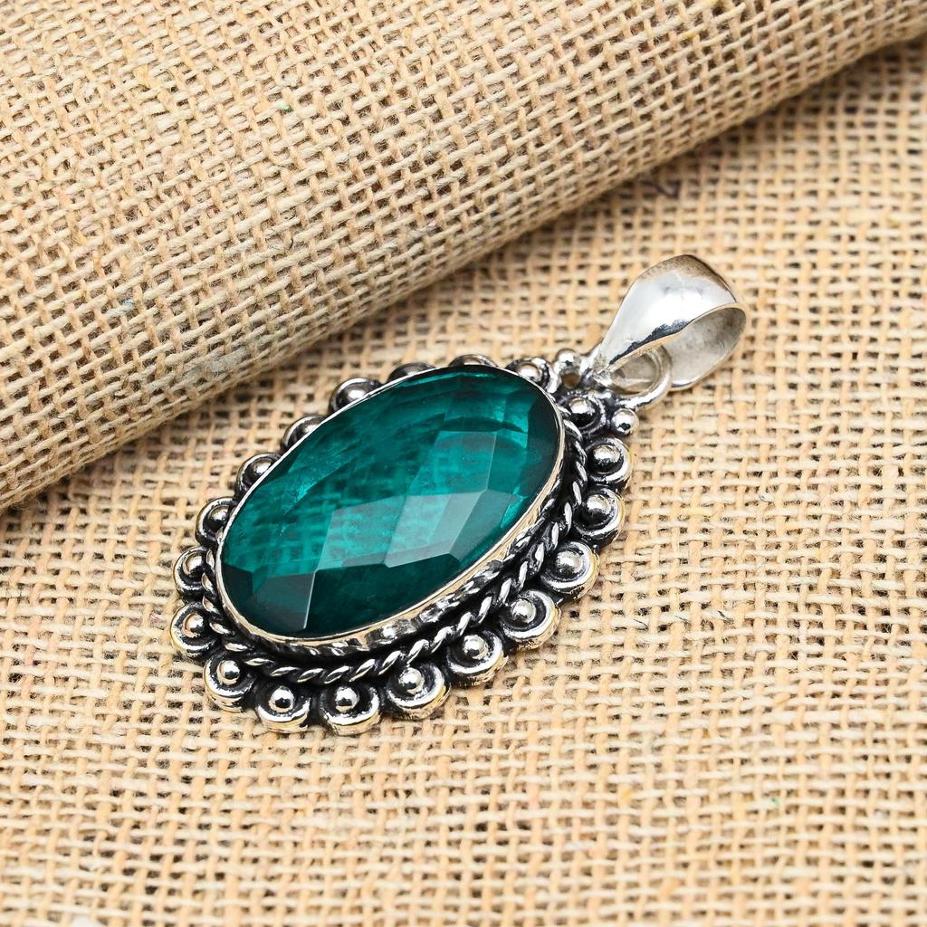 Gorgeous Indicolite Gemstone Handmade 925 Sterling Silver Jewelry Pendant For Memorial Day