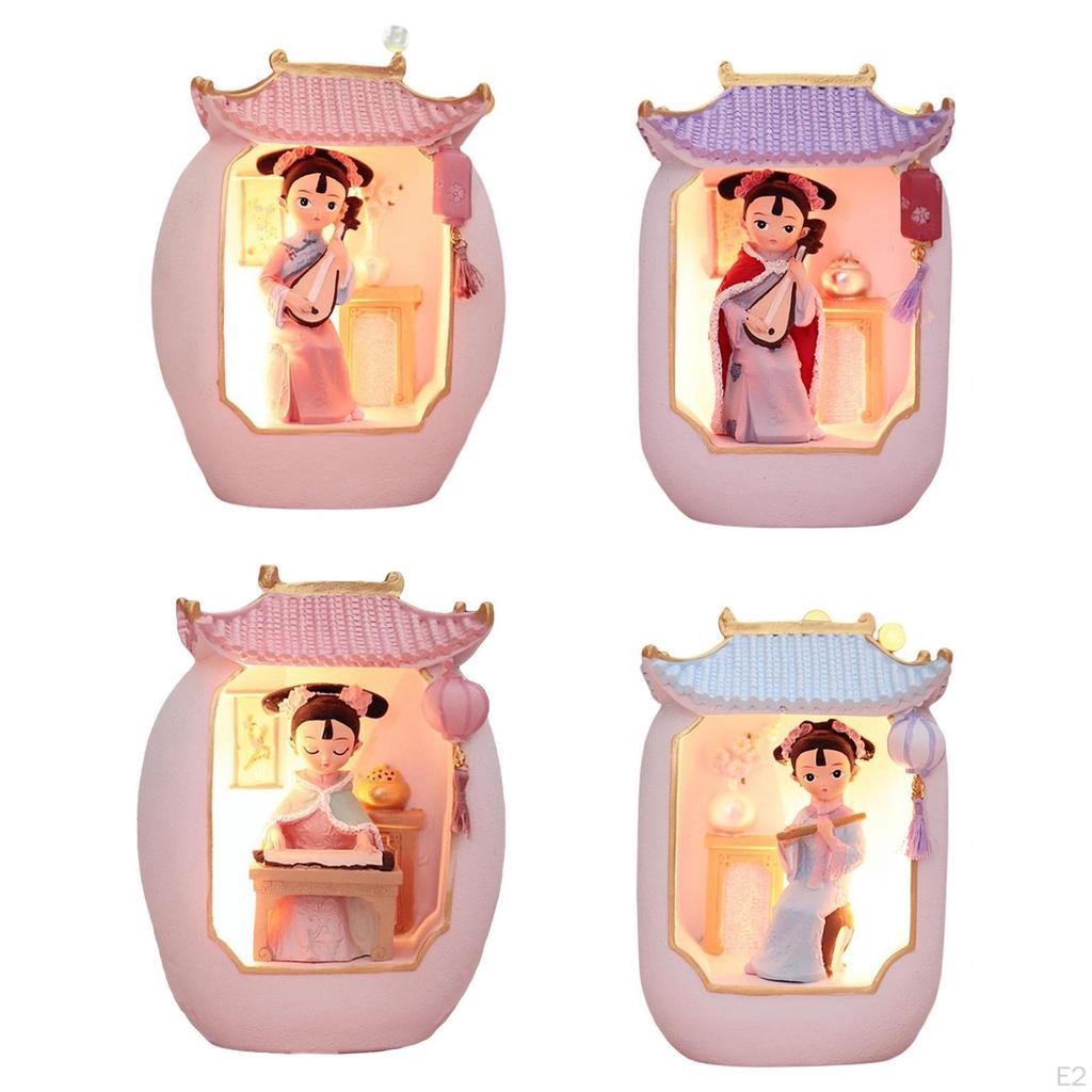 Traditional Chinese Girl Figurine Night Lamp Ornament Home Decors Creative