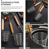2pcs Kitchen Spider Strainer, Mesh Pasta Basket with Wooden Handle Stainless Steel Mesh Strainer Basket Mesh Spider Strainer for Pasta, Noodles,
