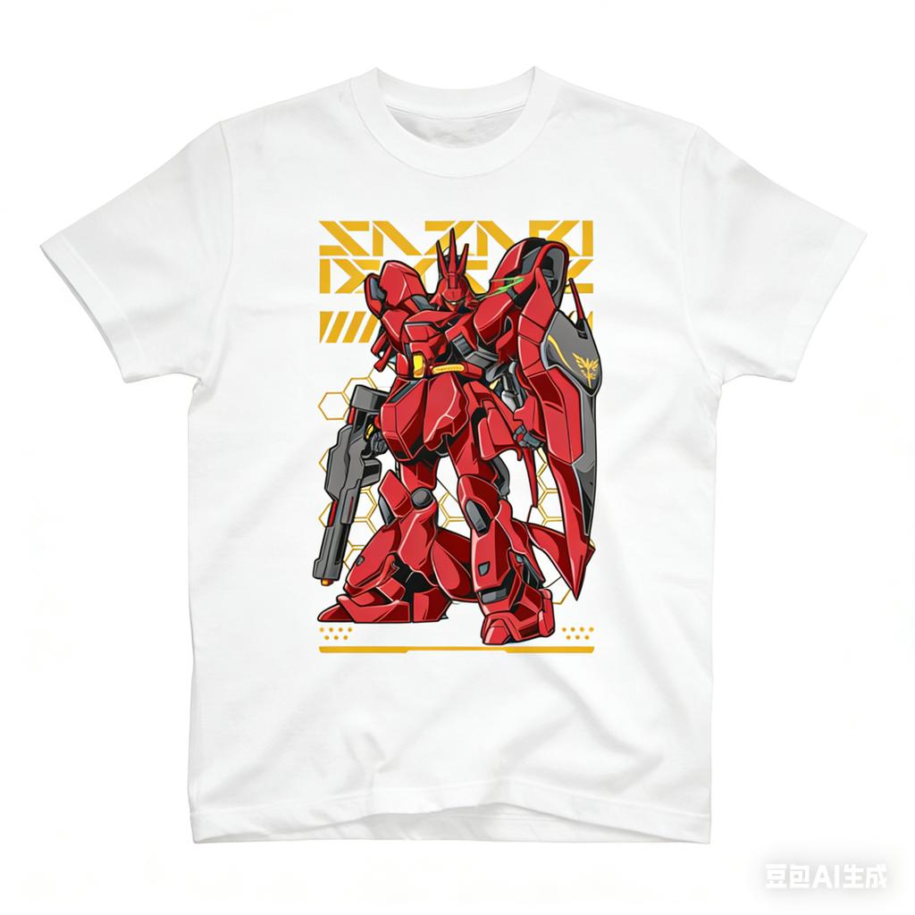 Anime GUNDAM SAZABI Printed Pure Cotton Tshirt for Men and Women SpringSummer New Collection Fashion Short Sleeved Shirt