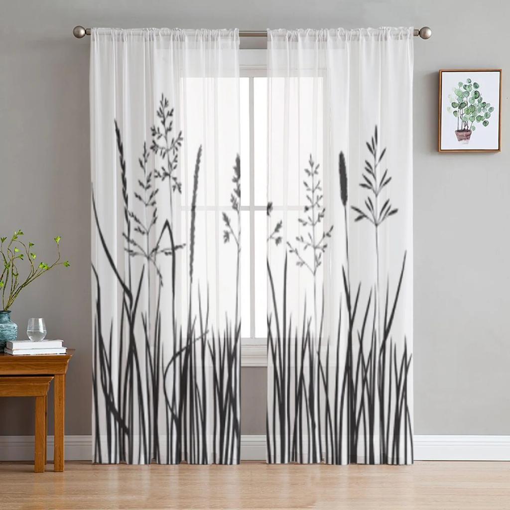 Rideaux en Tulle à motif de Branches de libellule, rideau transparent suspendu pour chambre de garçons et filles, salon et cuisine, en gaze