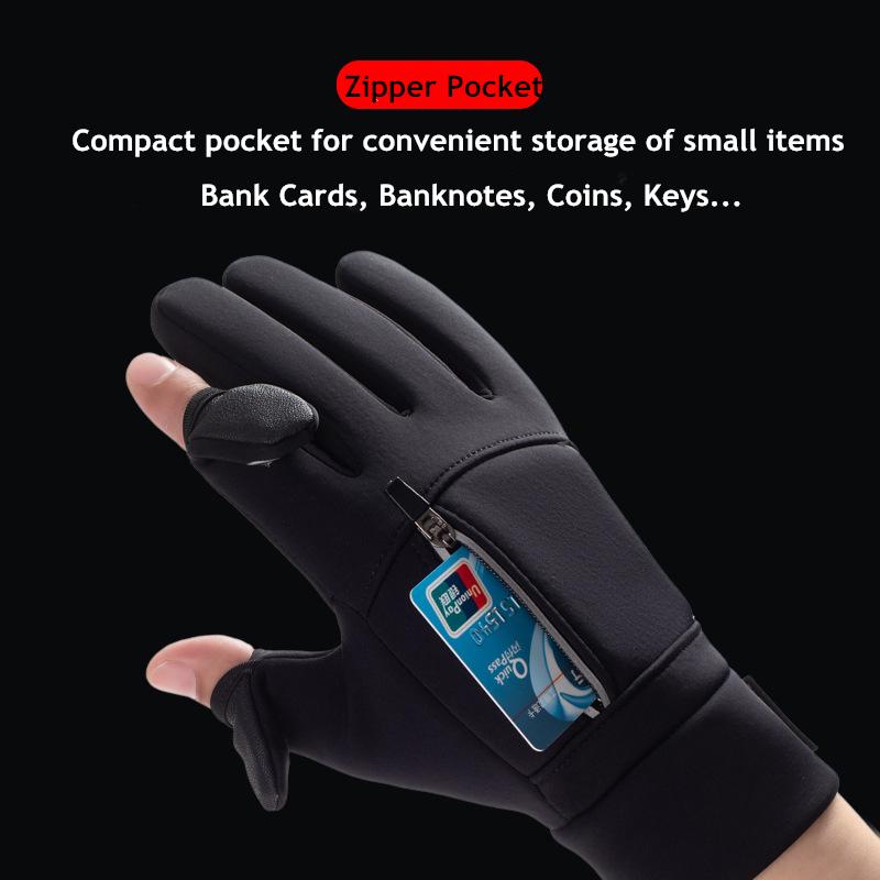 Men's Insulated and Waterproof Winter Half Season Fishing Gloves for WorkersWarm Skiing Gloves Fishing Anti Slip Outdoor Cycling Gloves
