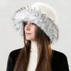 Chapeaux seaux en peluche moelleuse à larges bords pour femmes Hiver Fourrure synthétique Épais Chaleureux Chapeau de soleil Dame Nouvelle mode Luxe Pelucheux Panama