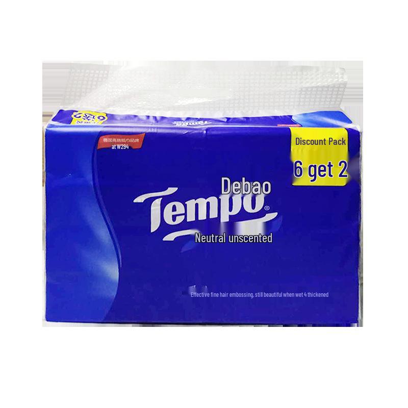 Бумажные платочки Tempo Double Treasure, 4-слойные, с ароматом сакуры и без запаха кедра, 90 листов, 8 упаковок/связка