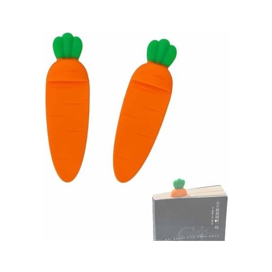 Set of 2 Carrot Shaped Bookmarks - Unique & Functional Reading Accessories for Book Lovers, Students, and Gift Giving