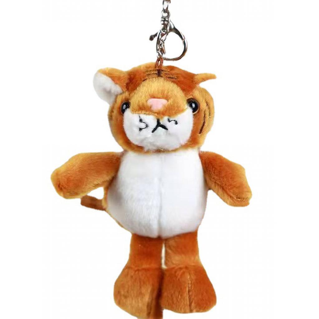 Animal Keychain Plush Pendant With Ring Cartoon Tiger Hanging Key Ring Decor Gift For Kids Adults 15cm