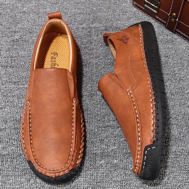 Large Size 48 Handmade Split Leather Men's Casual Shoes Comfortable Men Loafers Moccasins Men Flats Shoes Driving Shoes