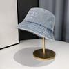 Korean Version of Women's Big Head and Face Showing Small Fisherman's Hat Retro Washing Denim Basin Hat Versatile Bucket Hat