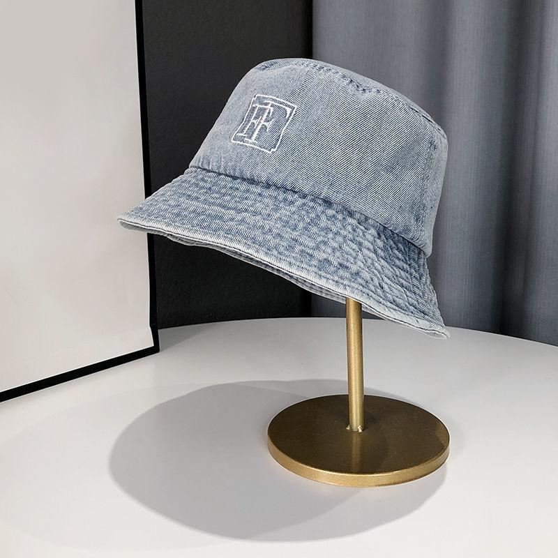 Korean Version of Women's Big Head and Face Showing Small Fisherman's Hat Retro Washing Denim Basin Hat Versatile Bucket Hat