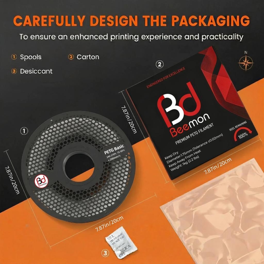 BEEMON Printer Filament 1.75mm, 1kg (2.2lbs), Easy to Print, No Warping, for Beginners & Experienced 3D Printing Enthusiasts