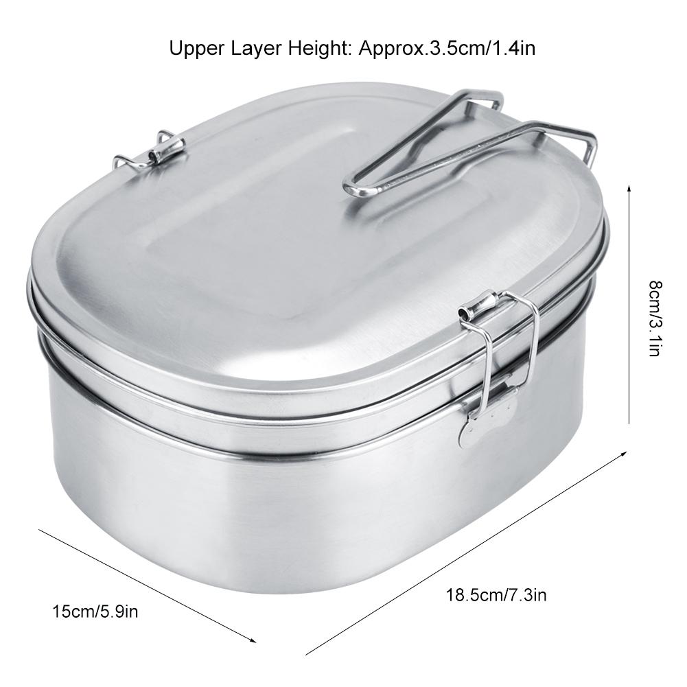 Double Layer Stainless Steel Lunch Box Bento Food Container Outdoor Travel Picnic