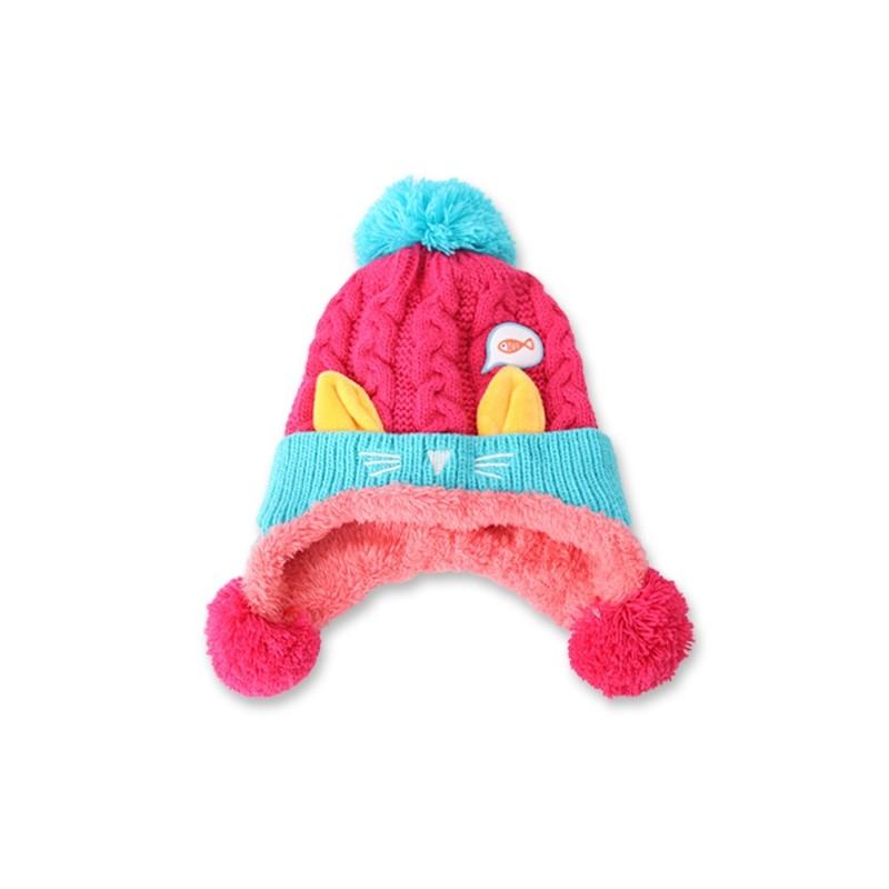 Cozy Baby Knitted Hat For Winter With Cute Cat Design Thickened Plush Ears Suitable For Boys And Girls Aged 5 To 24 Months Available In Red Yellow