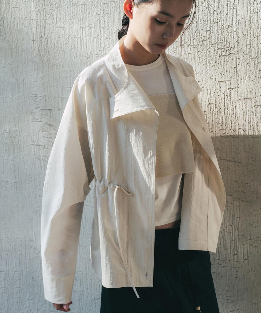 Afterglowool High-Neck Button Cotton Shirt Jacket_Ivory