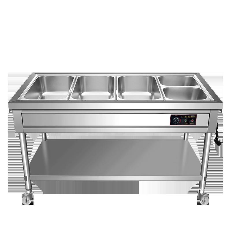 Ke Lai Heng Stainless Steel Warming and Serving Counter with Food Containers for Fast Food Restaurants