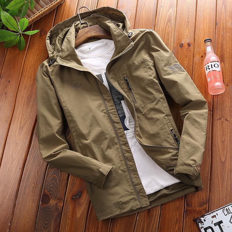 Men's Coat Jacket Youth Autumn Thin Large Size Solid Color Outdoor Top Youth Men's Outdoor Windbreaker
