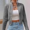 New Autumn and Winter Style Short Zipper Knitted Cardigan Sweater with A Stand-up Collar for Women, Versatile Small Coat