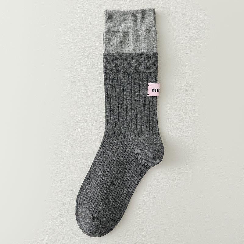 

Fashion For Women Retro Korean Pink Label English Letter Striped Cotton Socks Spring Autumn Soft Comfortable Mid-tube Sport Sox 35-40