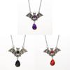 Vampire Bat Gothic Silver Necklace With Cross Chain For Halloween Party Decor