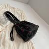Women's Crossbody Bag Cherry Embroidery Shoulder Bag Commuter Small Tote Bag