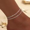 LATS Shiny Sparkling Simple Anklet for Women Gold Silver Color Elegant Jewelry Female Beach Ankle Bracelet On Foot Party Gift