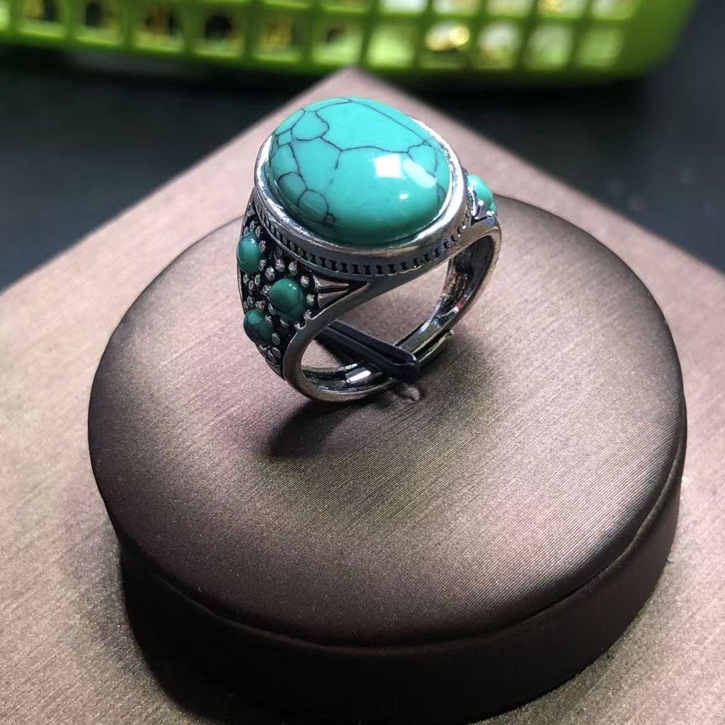 Unisex Adjustable Retro Turquoise Open Ring