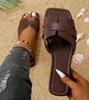 Fashion White Flat Slippers for Women Summer Design Soft Non-slip Slippers Braided Open Toe Square Head Outdoor Beach Slippers Woman