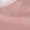 925 Silver Needle Enamel Zircon Flower Plant Stud Earrings For Women Classic Jewelry Light Accessories