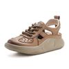 Fashion 3.5CM Platform Sandals Women New Summer Round Toe Shoes Lace-Up Genuine Leather Thick Bottom Lightweight Casual Sneakers Sandals