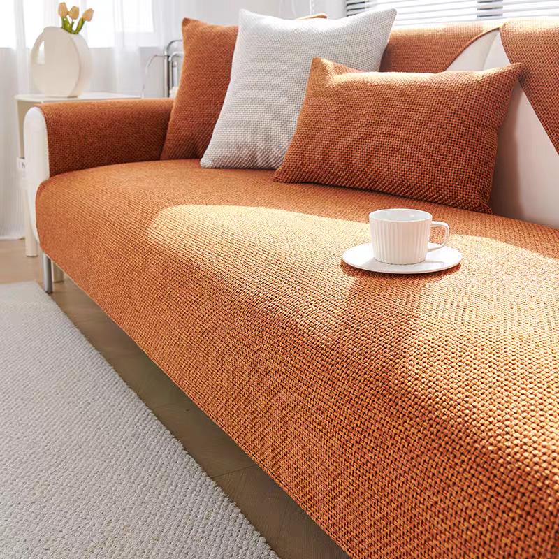 Universal Non-Slip Cotton Linen Sofa Seat Cushion – Four Seasons Style, Solid Color