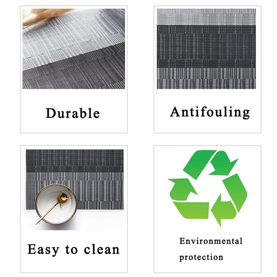 Set of 4 Placemat Table Durable Waterproof Woven Vinyl Easy To Clean Heat Resistant WiWipeable For Dining Kitchen Wedding Decor