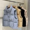 Women's Short Corduroy Cotton Vest Thickened Stand Collar Loose Fashion Outerwear Winter East Gate Style Single Button Closure