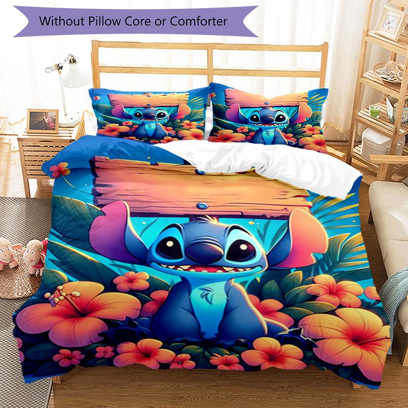 3pcs Stitch Bedding Set Duvet Cover Closure Includes 1 Duvet Cover & 2 Pillowcases, Soft and Comfortable for All Seasons.