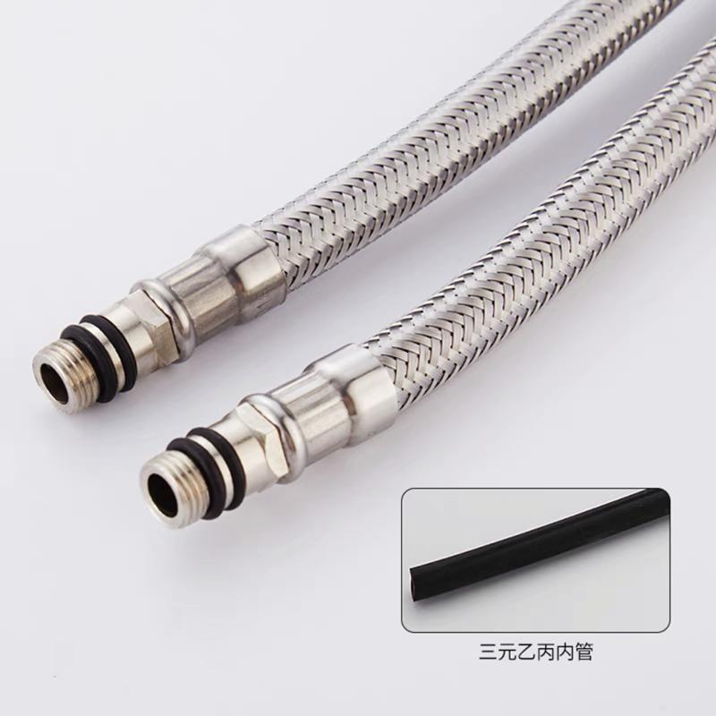 2pcs Stainless Steel Flexible Water Supply Hose G 1/2 Cold Faucet Plumbing Pipe For Bathroom Kitchen Sink