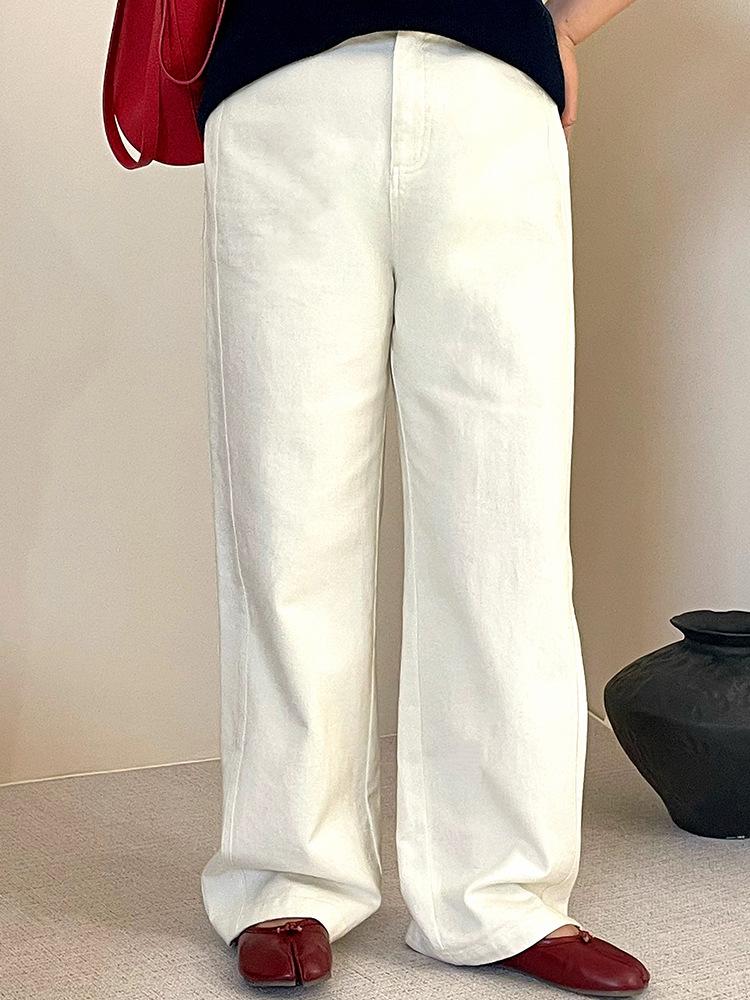 Plus Size Women's Wide Leg Floor-Length Casual Pants for Spring 2026 - Versatile Loose Jeans NK1502
