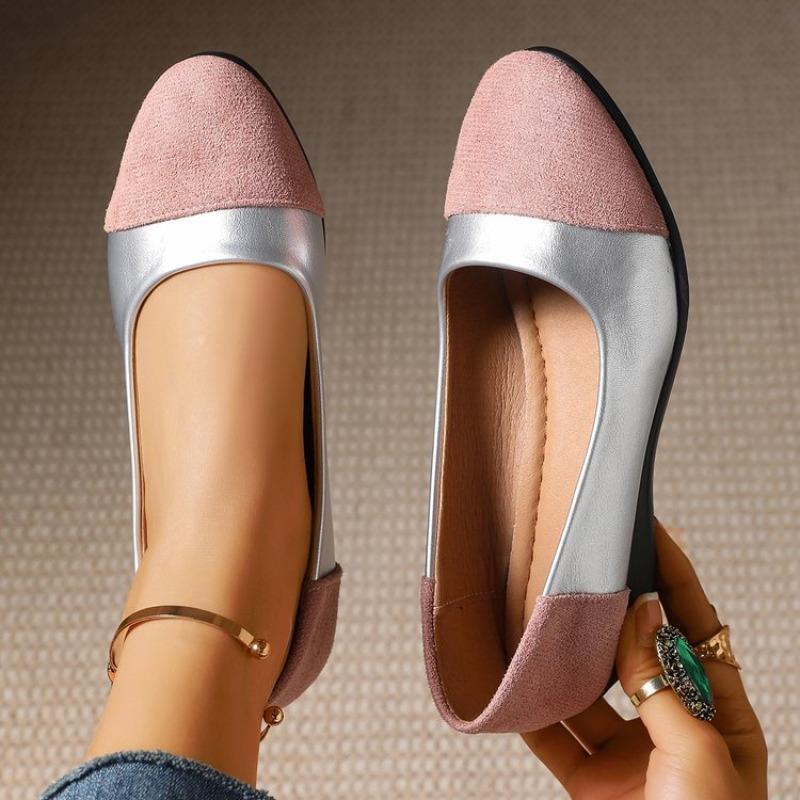 Fashion 2025 Spring New Women's Shoes Fashion Color Blocked Shoes Light Mouth Pointed Flat Bottom Small Single Shoes for Women