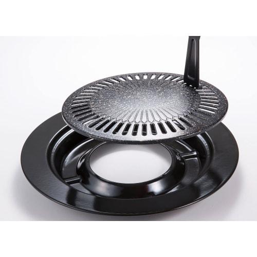 Bestco Direct-Fire Yakiniku Grill Plate, Low Calorie, Round, 33cm, Marble Diamond Coat, ND-5081