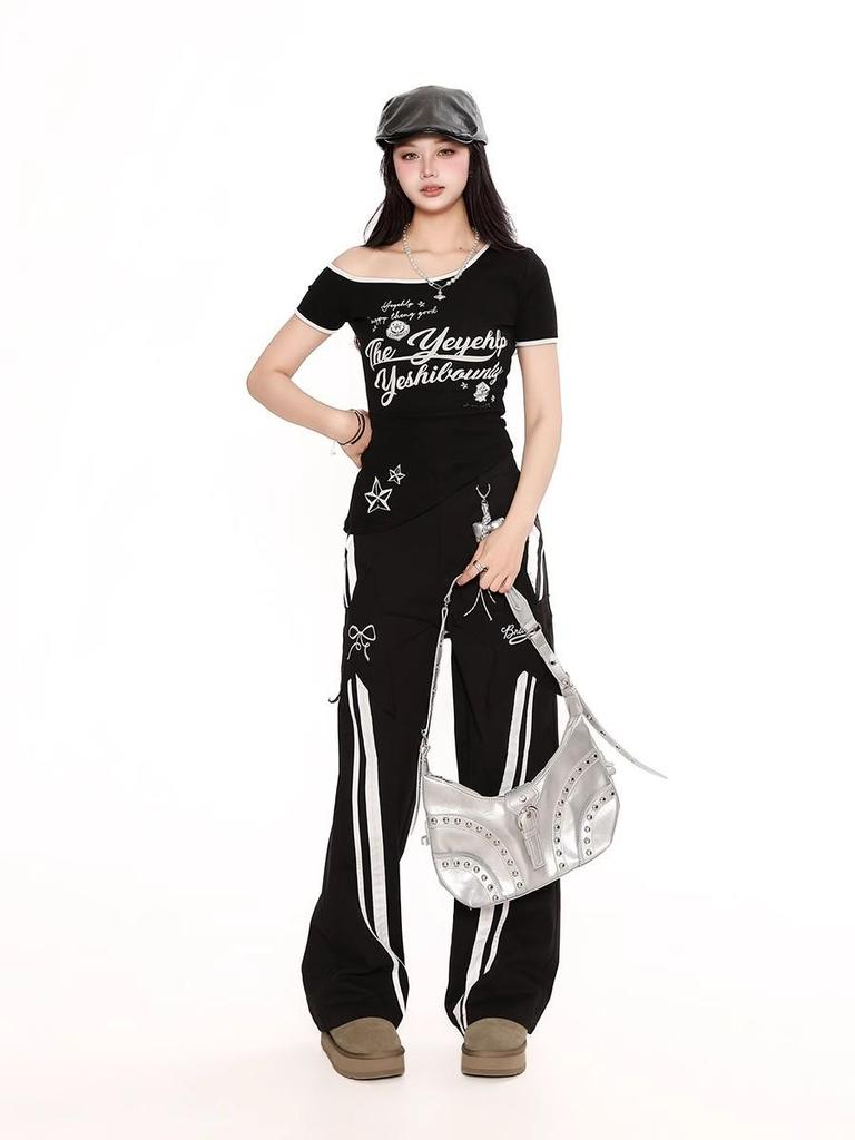Y2K Spicy Irregular One-Shoulder Short Sleeve Top
