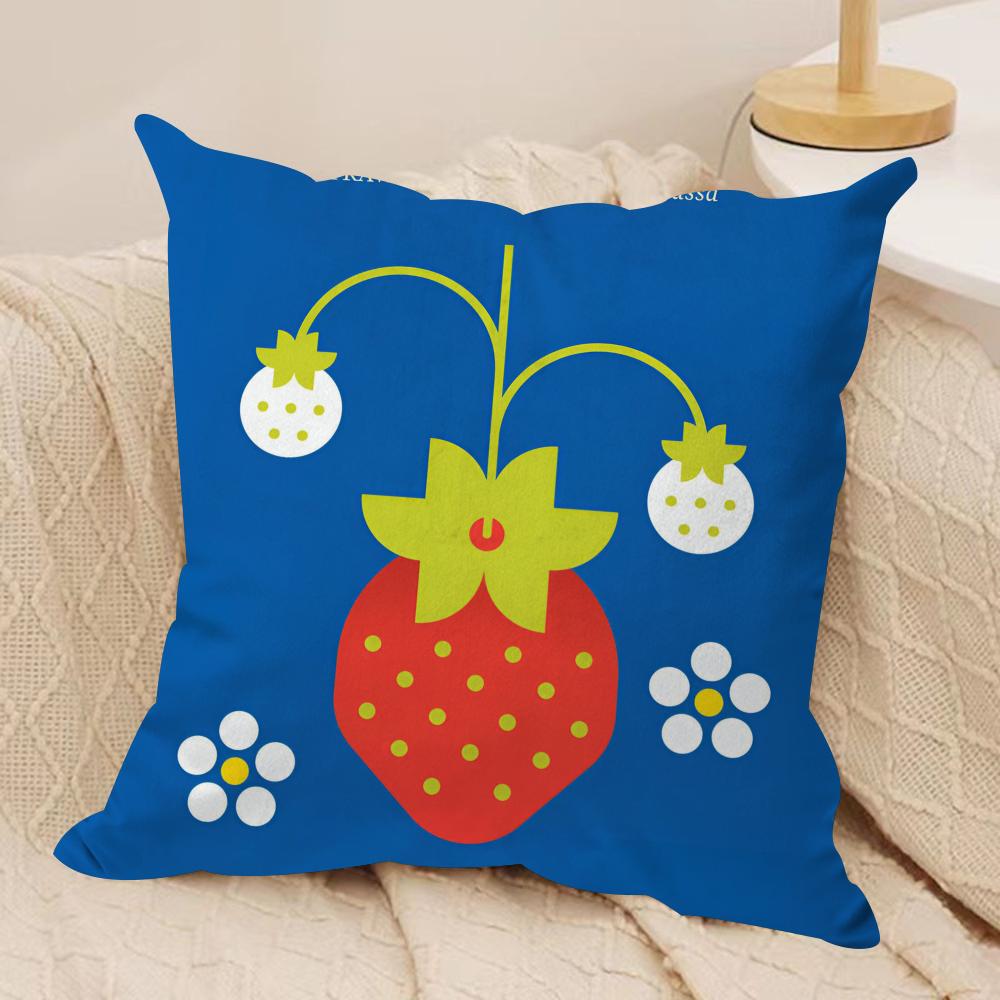 Fruits Anime Simple Cushion Cover Soft Plush Fabric Double-Sided Printed Sofa Cushion Cover for All Seasons Home Decor Gift