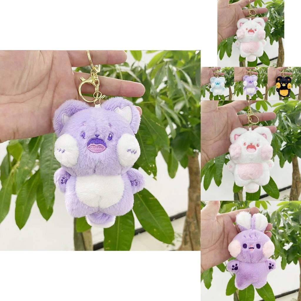 Adorable Cartoon Cat Plush Keychain Handcrafted Doll For Bags And Keys With Sweet Colors