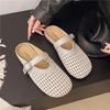 Flat bottom soft leather soft bottom not tired feet flat bottom shallow mouth sandals new women's one-pedal lazy shoes