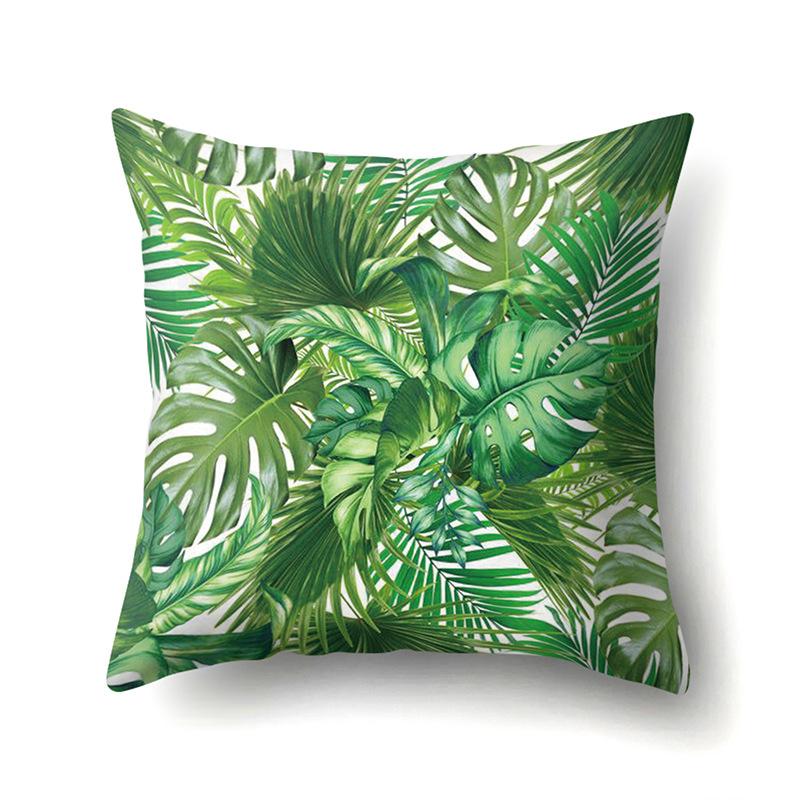 Polyester Pillowcase Nordic Ins Style Plant Flower Print Peach Leather Velvet Pillowcase Car Waist Cushion Cover