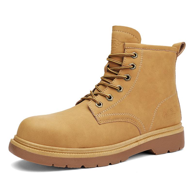 

Стальной носок, пуленепробиваемая защитная обувь, осень и зима, большой размер, строительная площадка, ударопрочная, износостойкая, желтые ботинки, высокие, уличная мужская обувь 44