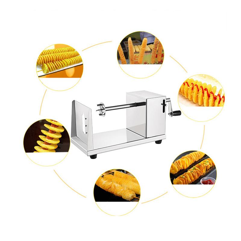 Potato Cutter Tornado Semi-automatic Stretching Spiral Thick Stainless Steel, Manual Slicer French Fry Machine Vegetable Cutter