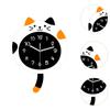 Cat Wall Clock Stylish Non Ticking Cartoon Cat Silent Clock Acrylic Wall Clock